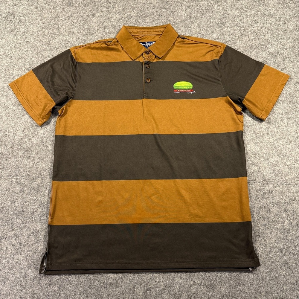 Allman Brothers Band X Section 119 Polo‎ Shirt Mens Medium Brown Rugby Stripe